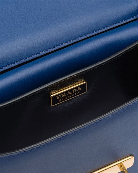 Bright Blue/black Prada Cahier leather bag 